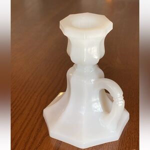 Vintage Duncan & Miller Milk Glass candlestick holder